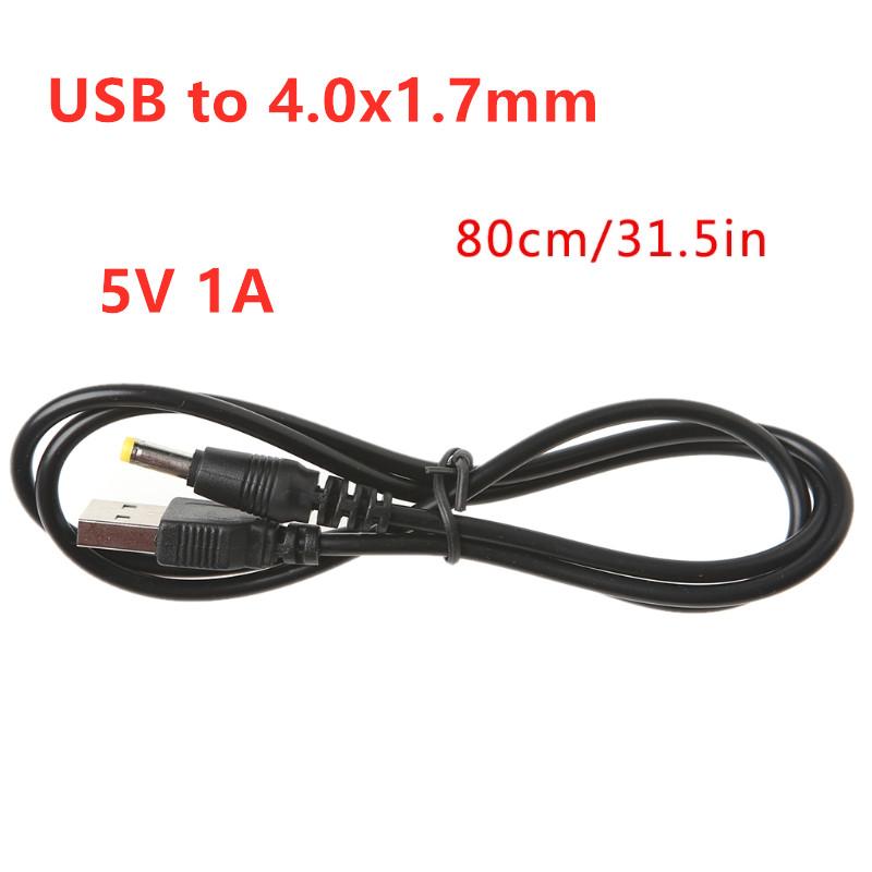 

USB To DC Power Charging Cable 4.0x1.7mm Plug 5V 1A 6V 12V Power Charging Cable for PSP 1000/2000/3000 for Speaker Router LED 5V Black