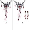 1 Set Niche Design Sense Red Dripping Diamonds Necklace Love Heart Earrings Halloween Christmas Fashion Retro Earrings