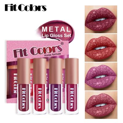 Fit Colors 4-pack Lip Gloss Set Velvet Non-stick Cup Diamond Lip Non-fading Lip Gloss Set