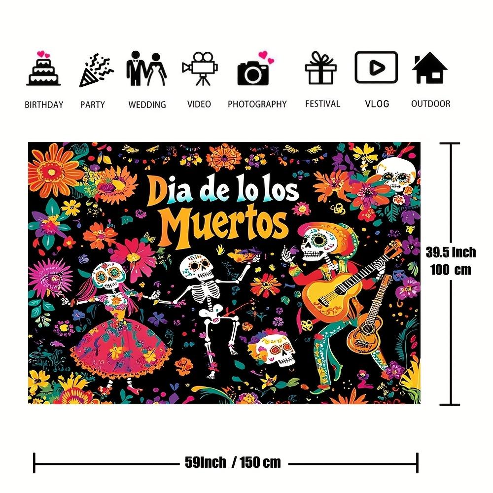 1 Piece, Day of the Dead Decoration, Polyester Fabric, Day of the Dead Background Banner, Skull Background Banner