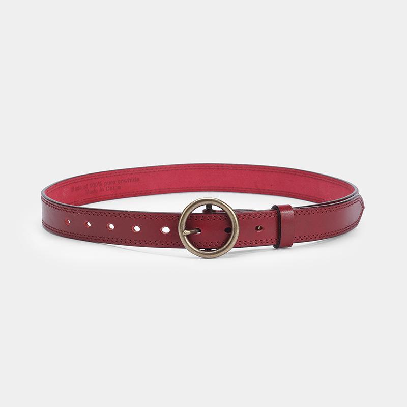

Lucky red belt for your zodiac year - women s vintage distressed genuine leather wide belt 95cm красный