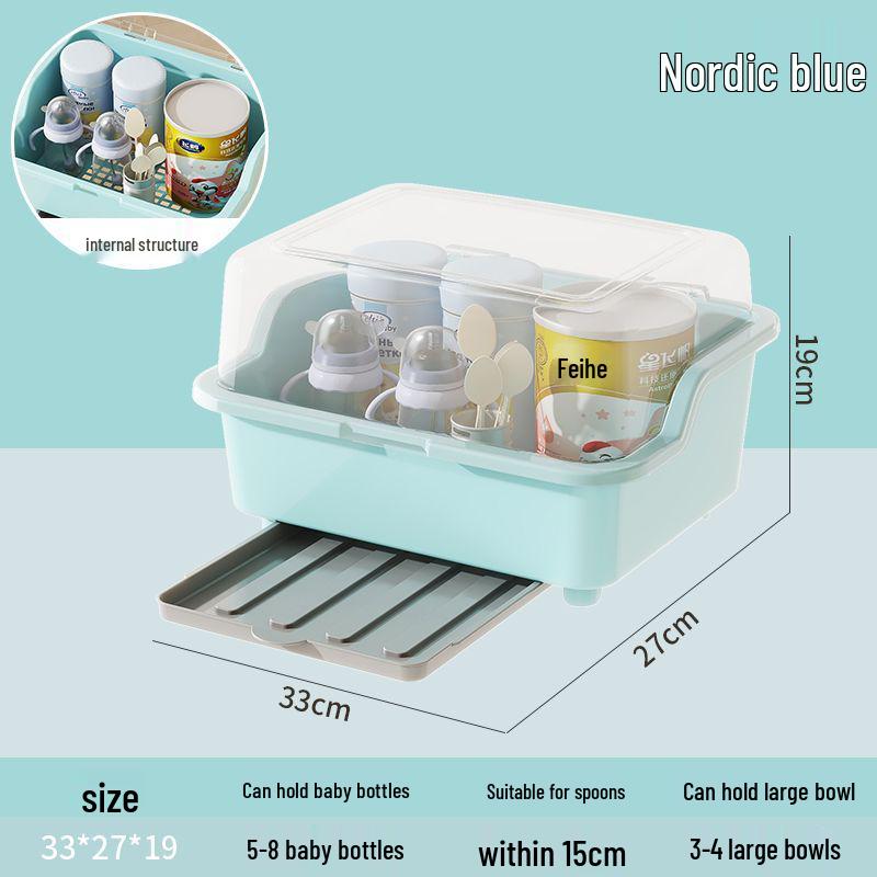 Dustproof Milk Bottle Storage Box with Lid - Baby Supplies & Toys Organizer