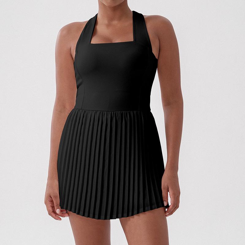 

Плиссированная юбка для тенниса и бега на весну/лето для йоги и гольфа L чёрный