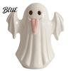 Gift for Halloween Party Light Up Ceramic Ghost Figurines Decor Cute White Statue Decorative Sculpture with Pink Tongue LED Night Home Table Office