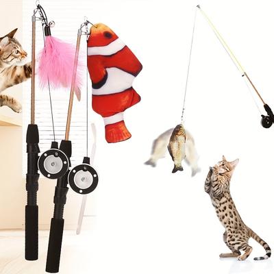 Funny Cat Stick  Fish Type Pet Interactive Playing Toy for Cats Teaser Kitten Sea Fishing Rod Small Fish Funny Cat Stick