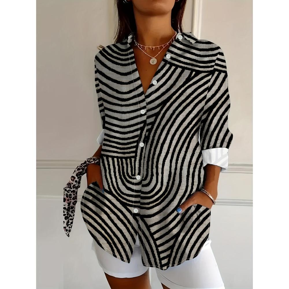 Women s Lightweight Polyester Shirt - Middle Eastern Style Abstract Print S
