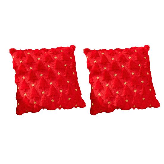 2 ks Povlaky na polštáře s vánočním stromkem, Měkké plyšové povlaky na vánoční polštáře, Pohovka, Postel, Pratelné, Dekorativní povlaky na polštáře