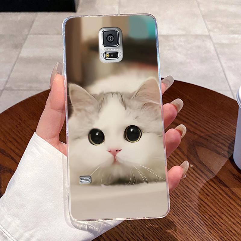 For Samsung Galaxy S5 SV GT-I9600 G900F S5 Neo Silicone Aesthetic Fashion Cute Cat Soft TPU Back Cover Transparent Phone Case