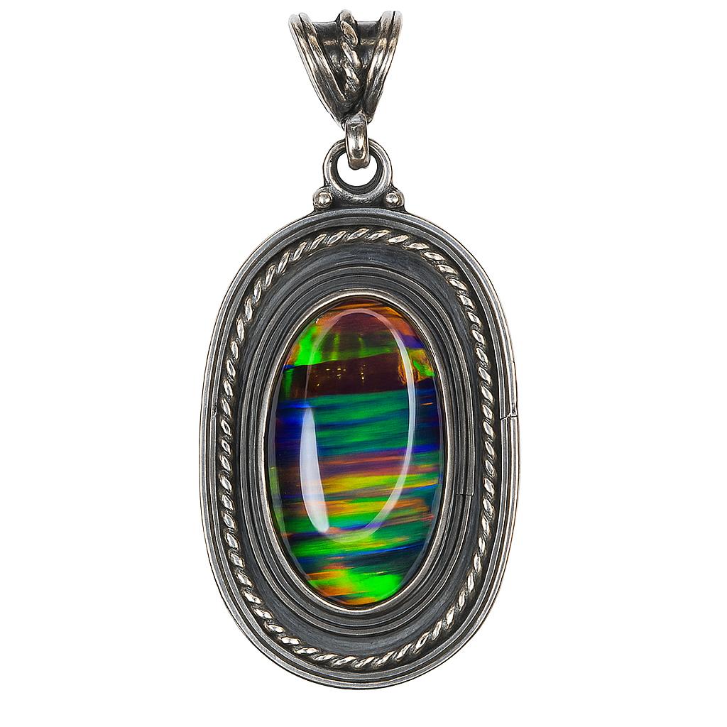Natural Opal Pendant 46 ct 925 Sterling Silver Oval Cut Gems October Birthstone for Gem Collections