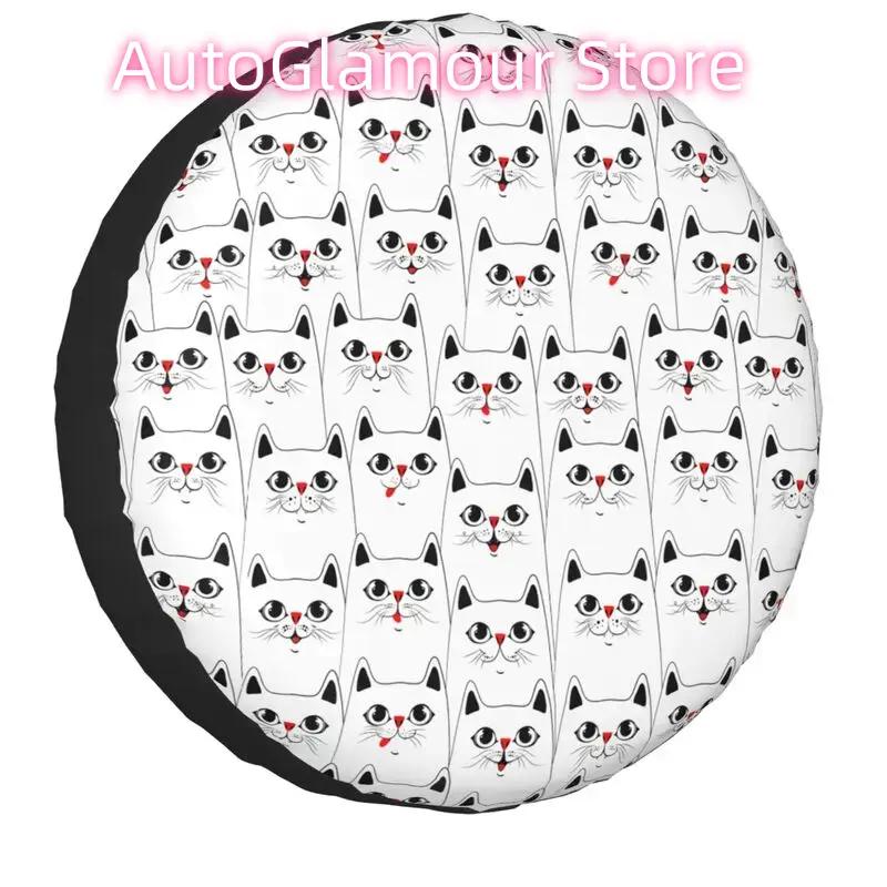 Funny Cats Pattern Spare Wheel Tire Cover Universal for Honda CRV Cartoon Kitten Jeep RV SUV Camper Vehicle 14" 15" 16" 17"
