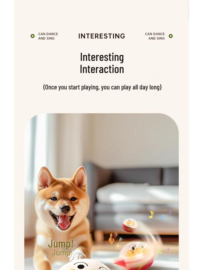 Electric Bouncing Dog Toy Ball - Self-Entertaining, Sounding, Durable, Teeth-Grinding for Puppies and Corgis