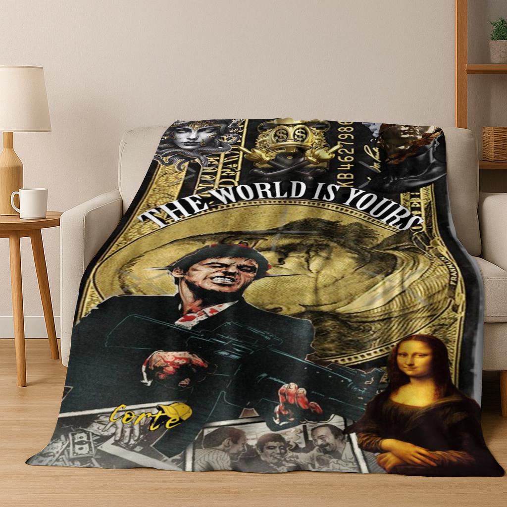 Classic Scarface Tony Montana Movie Art Flannel Blanket,Cozy Soft Throw Blanket for Home Bedroom Bed Sofa Picnic Cover Gift