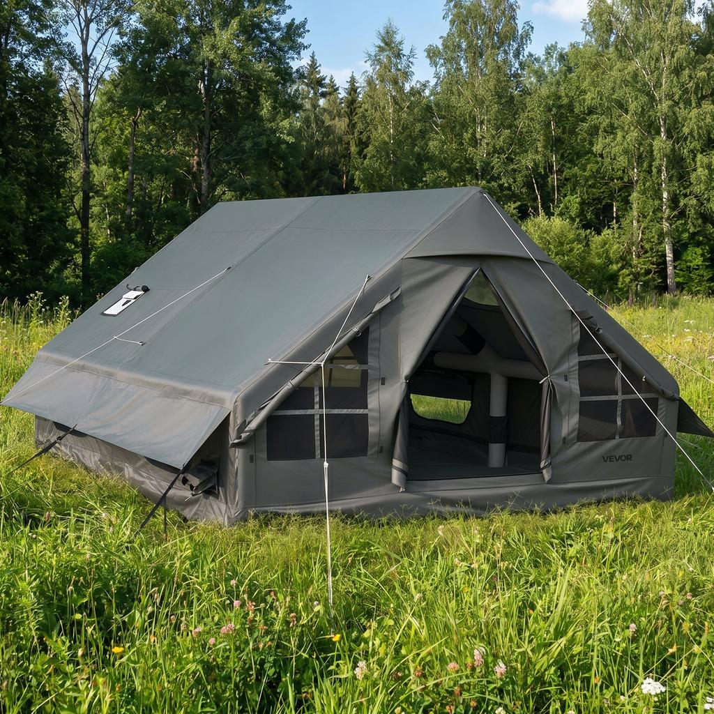 VEVOR Tenda Gonfiabile per Campeggio 5-8 Persone Tenda Gonfiabile con Pompa a Mano, per Famiglia Outdoor Glamping, Impermeabile 420D Oxford