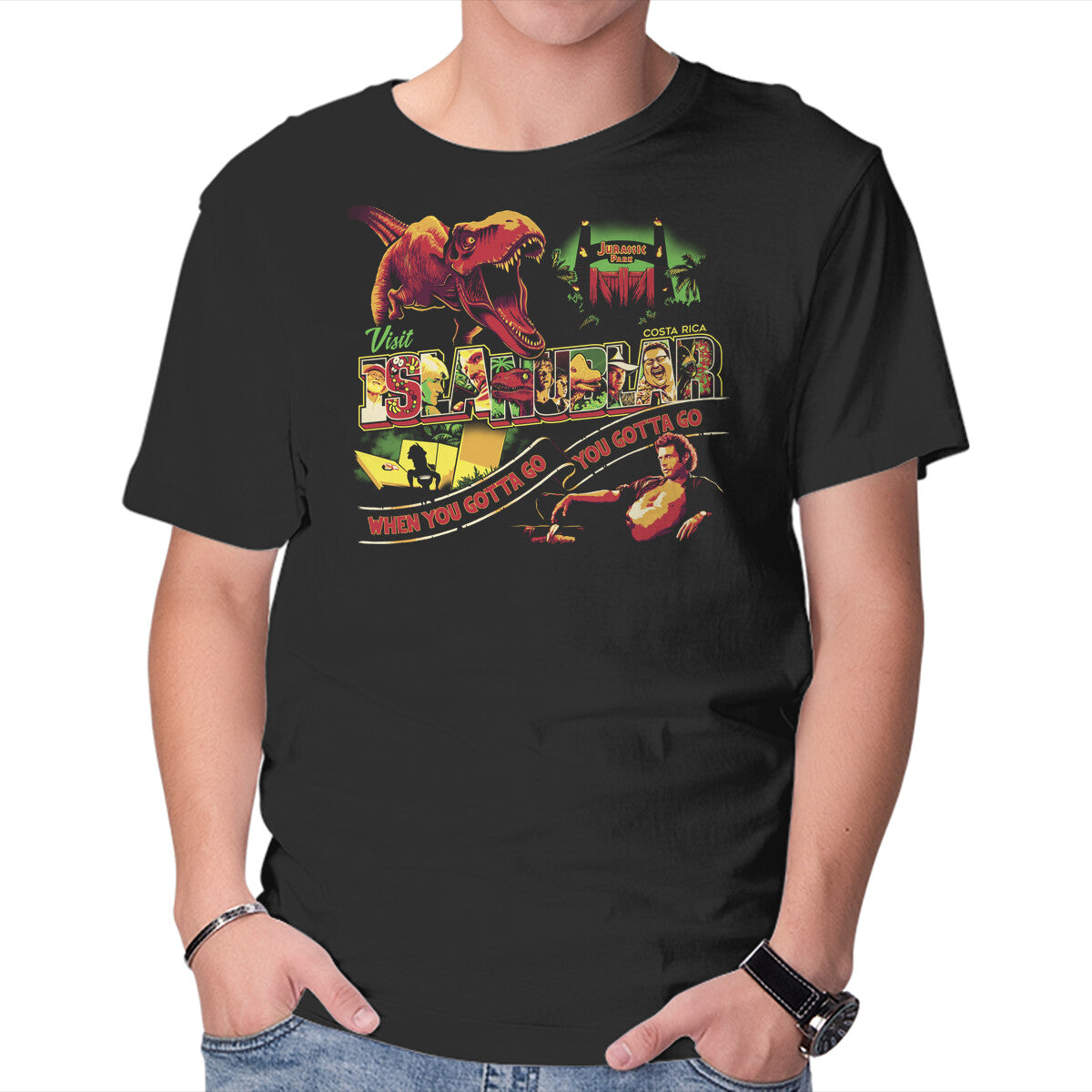 Unisex Crew Neck T-Shirt Visit Isla Nublar Graphic Short Sleeve Casual Tee XXXXL