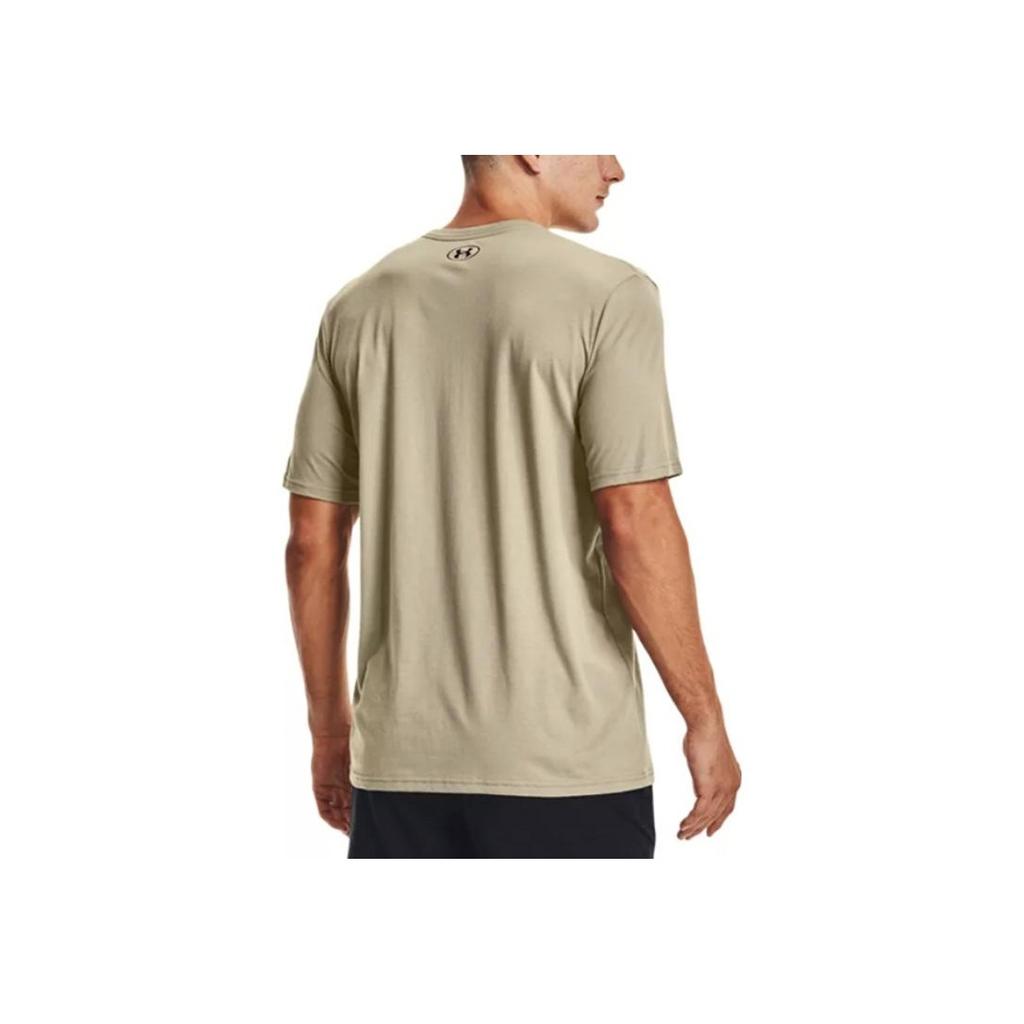 Under Armour Logo Print Fitness Training Athletic Fitted Quick-Dry Crew Neck Short Sleeve T-Shirt Men Tops Khaki 1370519-037
