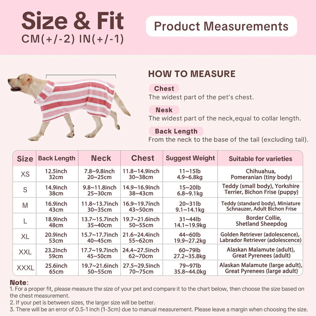 Quick-Drying Dog Bathrobe, 1-Piece Striped Pet Dressing Gown with Adjustable Belly Band, Super-Absorbent Super-Soft Fabric #GLOBAL PICKS