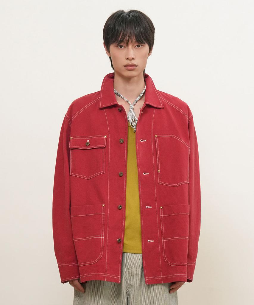 Generalidea Man Washed Railroad Work Jacket [Red] / Gf1Mjk007