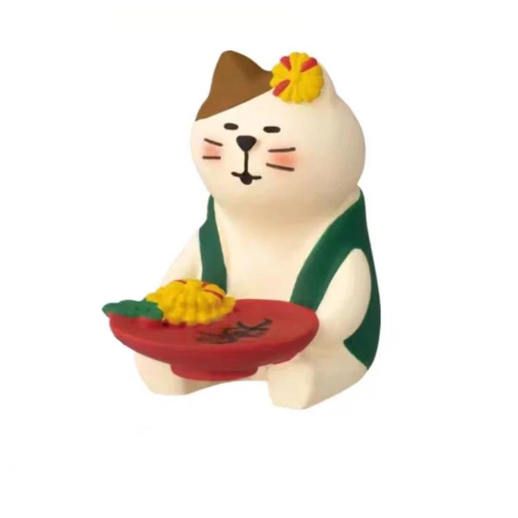 1pc Japanese Cat Ornaments Mid-Autumn Festival Tidy Toy Gifts Grocery Moon Cake Decoration Resin INS Doll Handicraft Ornaments