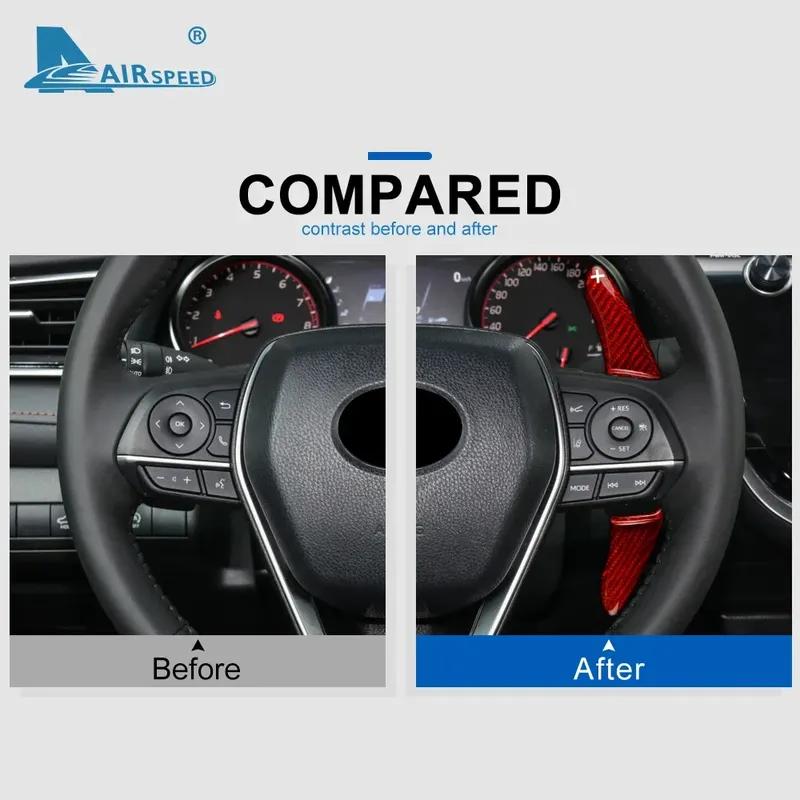Steering Wheel Paddle Shift Decoration Extension Cover Hard Dry Carbon Fiber For Toyota Camry Corolla 2018- Interior Trim