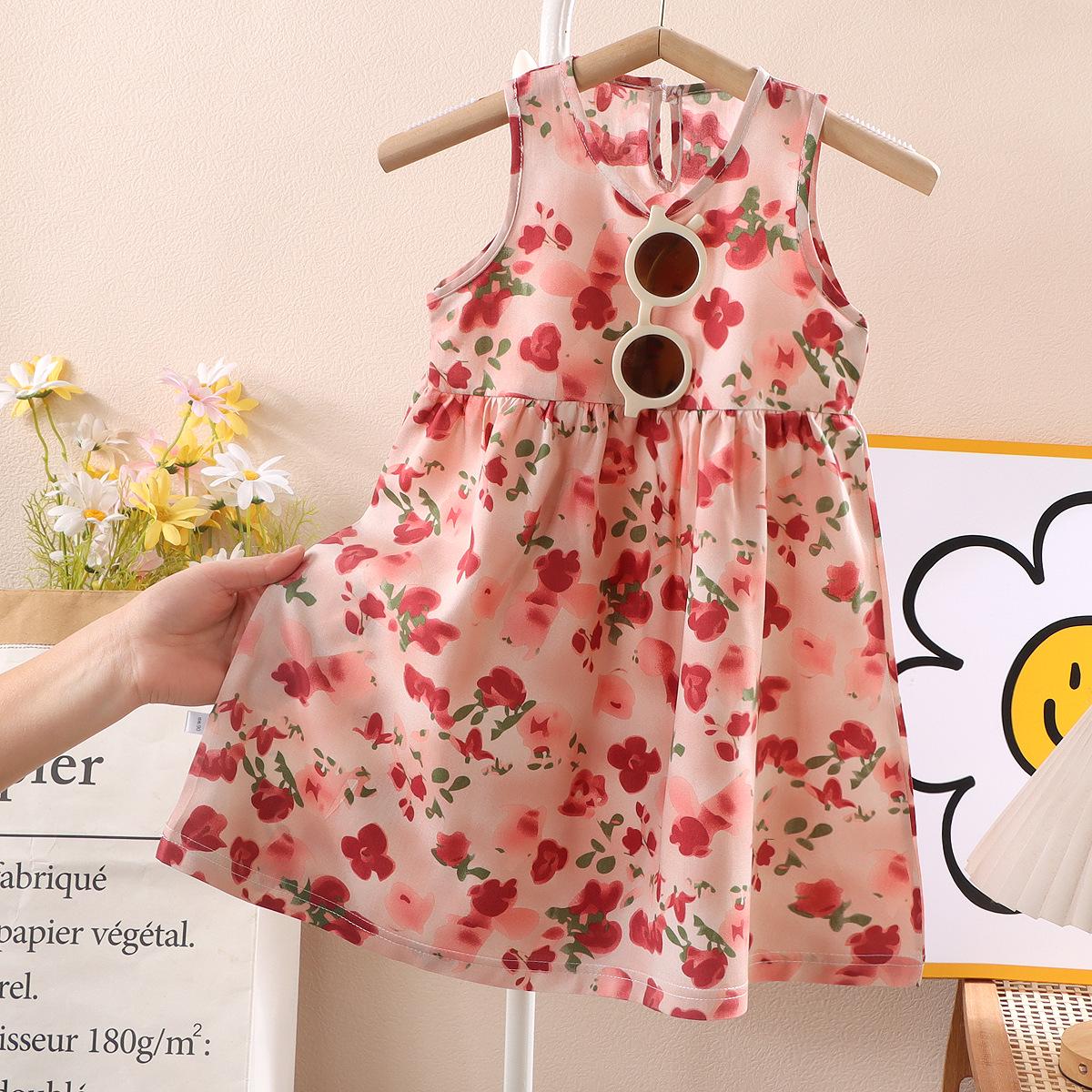 

Стильное летнее платье без рукавов с цветочным принтом для девочек - Милая принцессная ночная сорочка 120cm