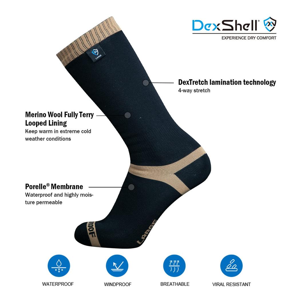 DexShell Socks DS634TR Pro Brown Medium D143015 Hi-Thermo (440)