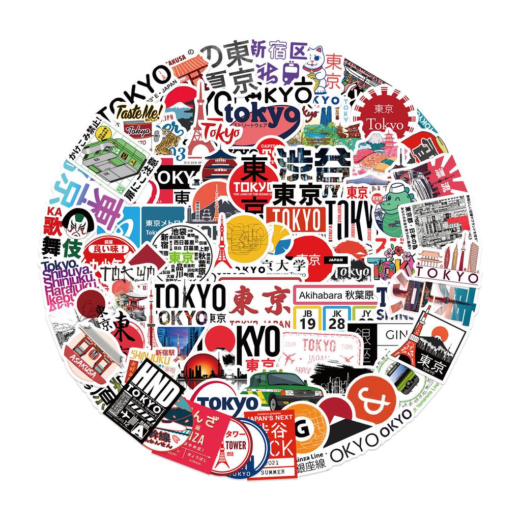 100Pcs Japanese Style Graffiti Stickers Waterproof DIY Stickers for Guitar Luggage Decoration