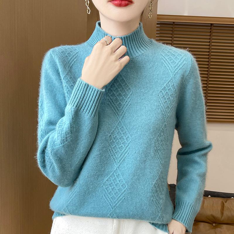 Suéter de cachemira para mujer Qinghe cachemira 30% cachemira 70% lana jersey de otoño e invierno cálido y a la moda