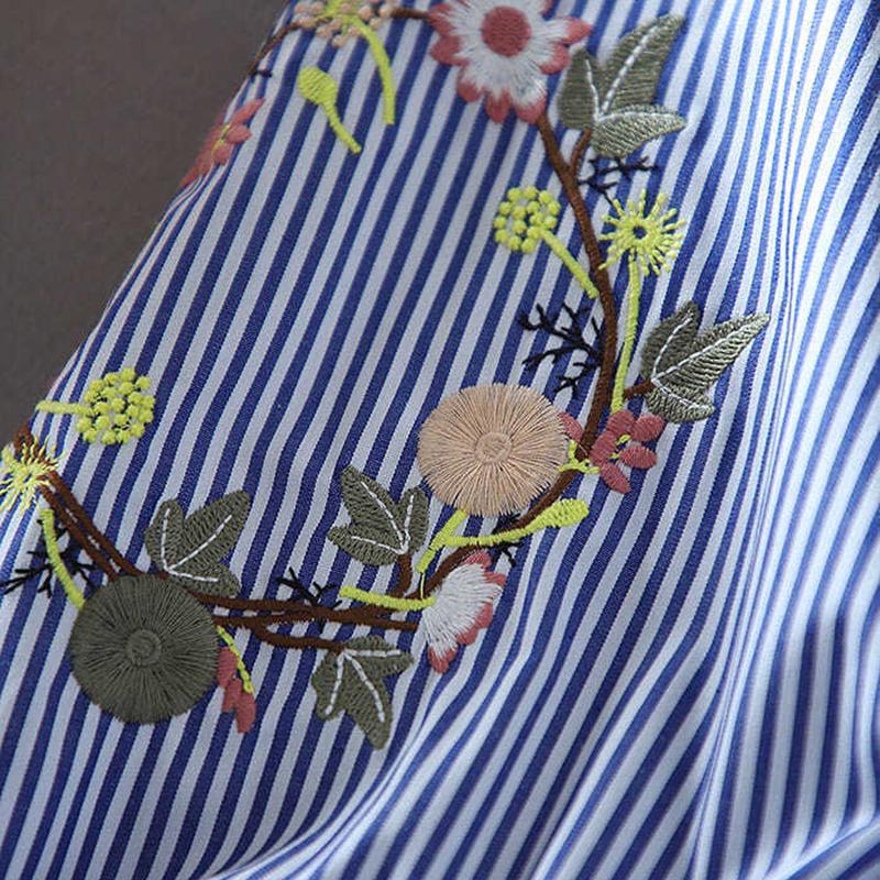 Korean Retro Loose Shirt Casual Style Blouse Small Fresh Lapel Embroidery Flower All-match Shirt Blouse