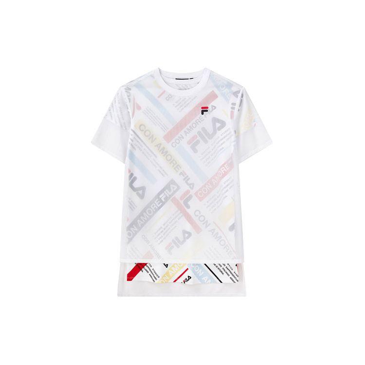 

Fila Логотип Цветной блок Принт Буквы Мода Спорт Дышащее Круглый вырез Короткий рукав Платье Женские платья Белый F51W128308FWT S