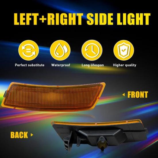 2Pcs Amber Bumper Side Marker Light Housings for 12-19 Volkswagen Beetle EXV