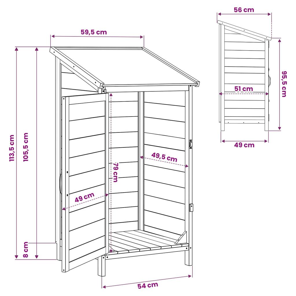 Garden Shed Natural 59 x 56 x 113.5 cm Solid Spruce Wood