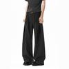 Folded Pleated Straight Trousers Men's Autumn American Dark Gray Loose Casual Pants Men's Simple Commuter Pants Tide