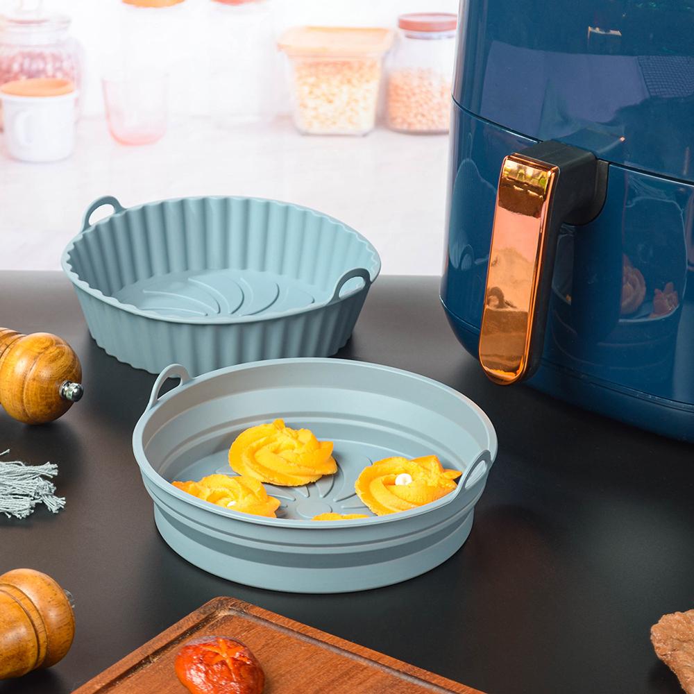 1pc Silicone Air Fryers Oven Baking Tray Pizza Fried Chicken Airfryer Silicone Basket Reusable Airfryer Pan Liner Accessories