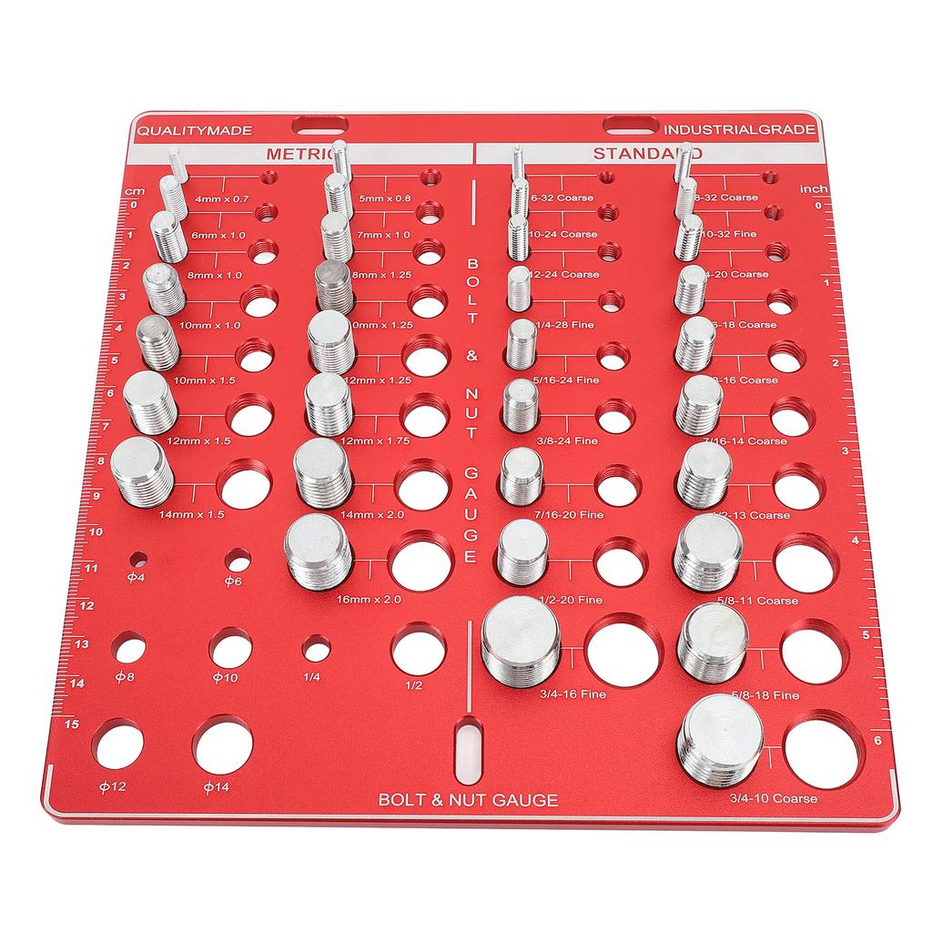 34PCS Screw Nut and Bolt Thread Checker Aluminum Alloy High Accuracy Bolt Nut Measuring Tool