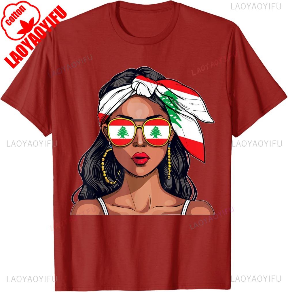Libanesiska Souvenirprodukter Kvinna Flaggskjorta Libanon T-shirt Sommarmode Casual T-shirt Retro Libanon Street Herrtoppar