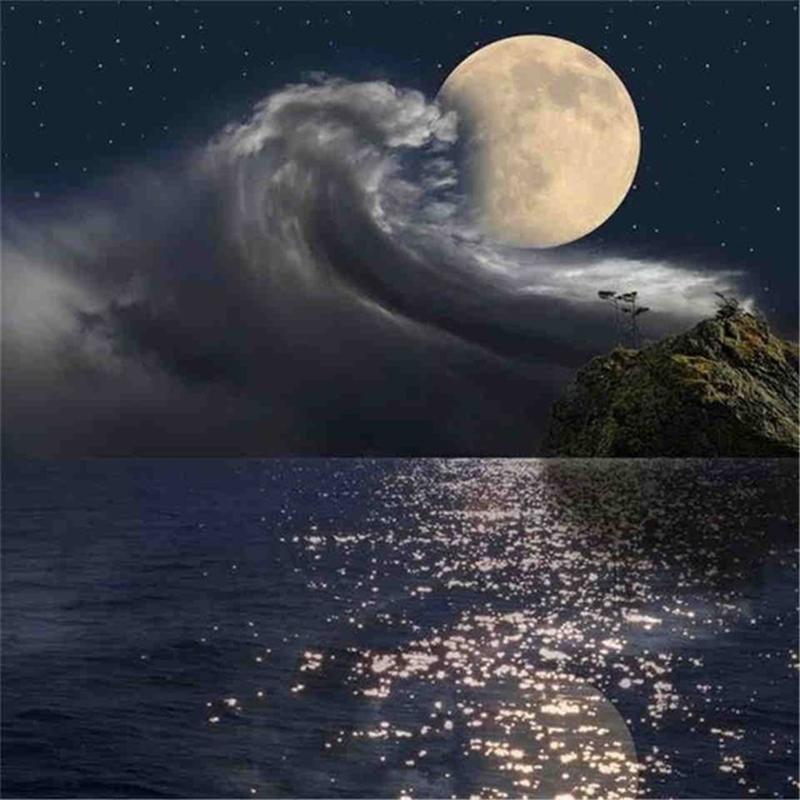 5D DIY Diamond Painting Full Round Scenery Mosaic Moon Picture Of Rhinestone Decor Home