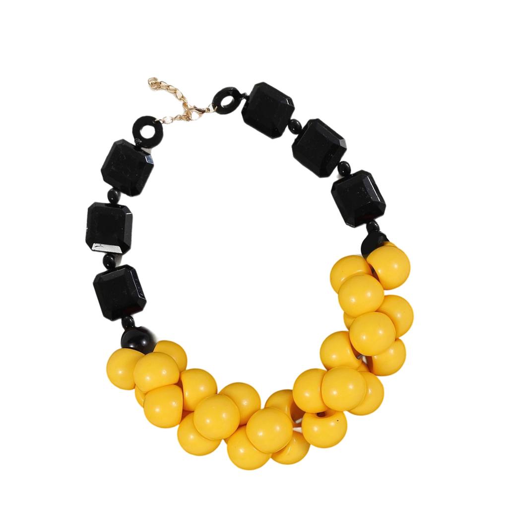 Bohemian Beaded Necklace Retro Multilayer Ethnic Jewelry Portable Resin Festival Accessory for Women