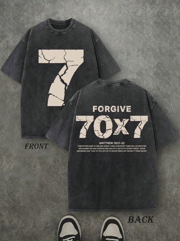 Vintage Forgive 70x7 Christian T‑Shirt, Matthew 18:21‑22 Cracked Number Washed B