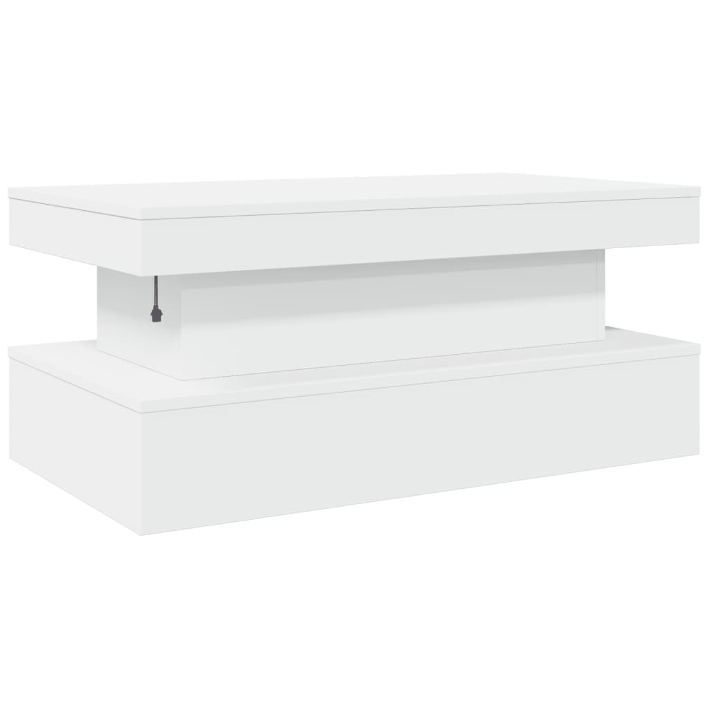  Coffee Table with LED Lighting, White, 90x50x40 Cm