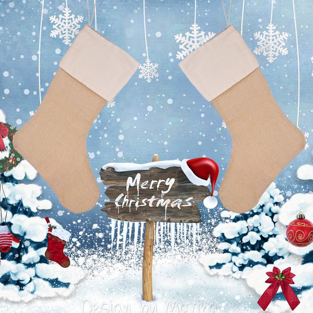 6PCS Xmas Stockings Decorations for Family Holiday Party Decor Hanging Stockings Gift Bags for Fireplace Xmas Tree Decor Brown