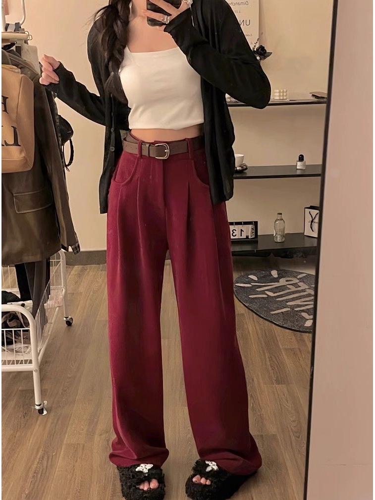 Meilard Women's High-Waisted Wide-Leg Corduroy Pants - Spring/Fall Style, Slimming, Loose Fit.