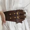 Elastic Stretch Decorative Buckle Belt Adjustable Fit Gothic Wide Leather Belt  Girdle