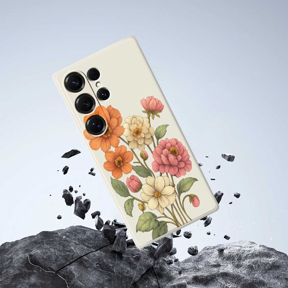 For Samsung Galaxy S25 Ultra Case Beautiful Flowers Pattern Printing Straight Edge TPU Phone Back Cover