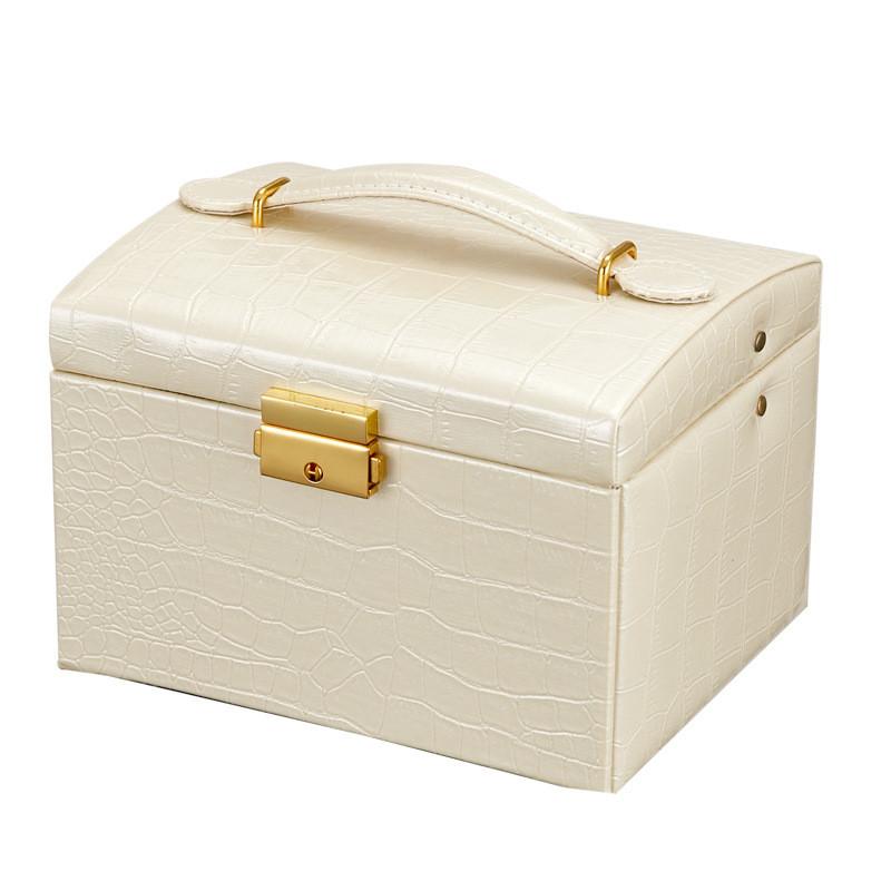 Leather Jewelry Box With Lock And Mirror For Gift Jewelry Storage