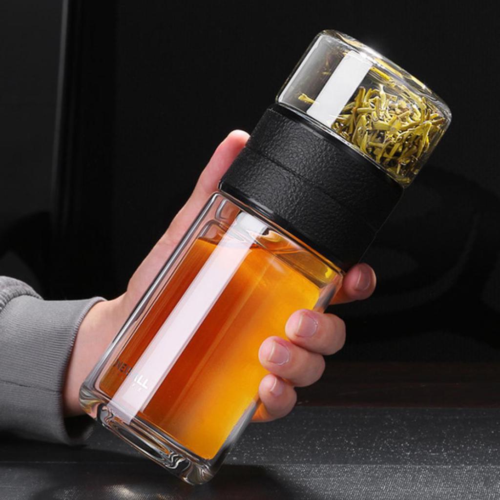 Tea Water Separation Bottle Mug Cup Tea Infuser Double Wall Glass Water Bottle