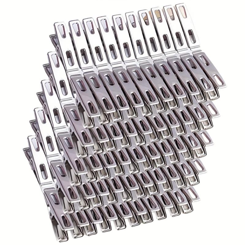 100pcs Duty Stainless Steel Clothespins - Non-Slip Grip Laundry Clips, Rustproof Indoor/Outdoor Drying - Laundry Accessories, Indoor Outdoor Use