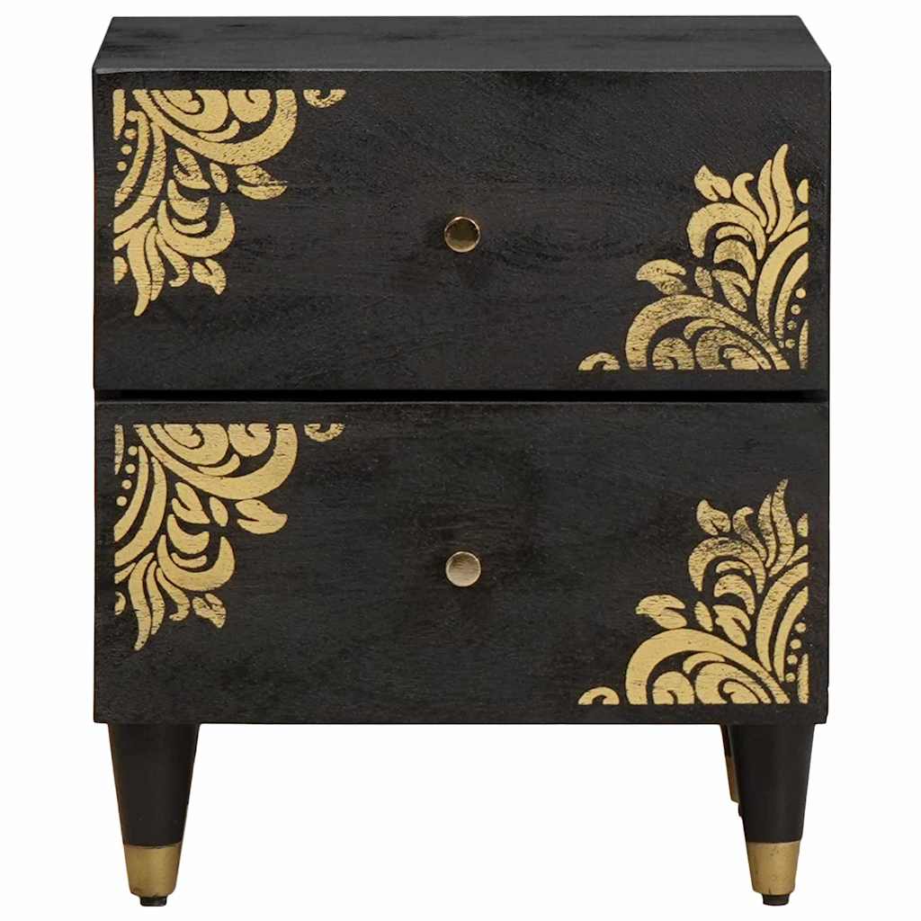 Nightstand Black 40 x 33 x 46 cm Solid Mango Wood