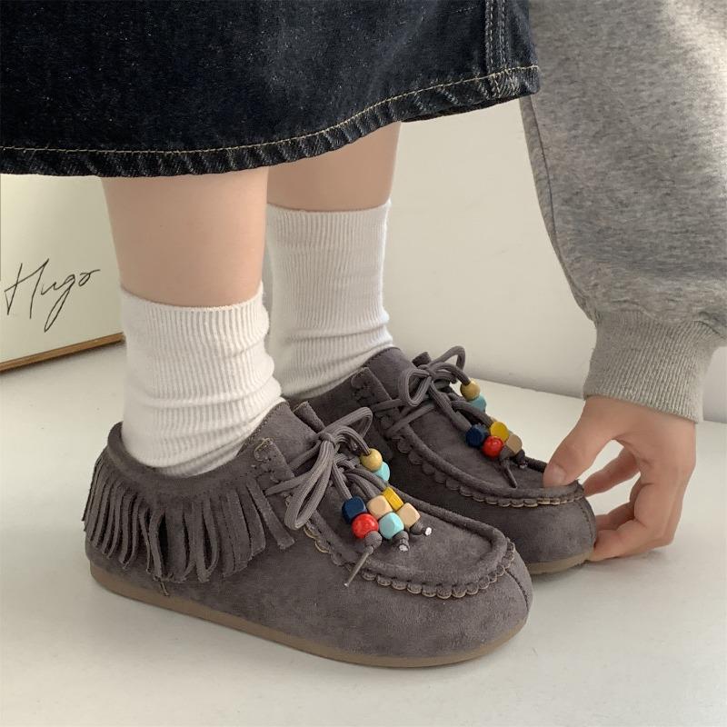 

Women s new autumn brown retro kangaroo shoes all-inclusive versatile flat-bottomed lace-up single shoes 40