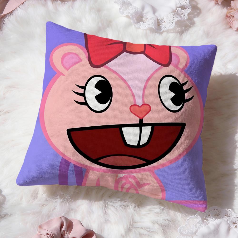 Anime H-Happy Tree Friends Kissenbezug Premium Komfort Wendbarer Kissenbezug -Zwei-in-Eins-Design für jeden Raum & Autoinnenraum