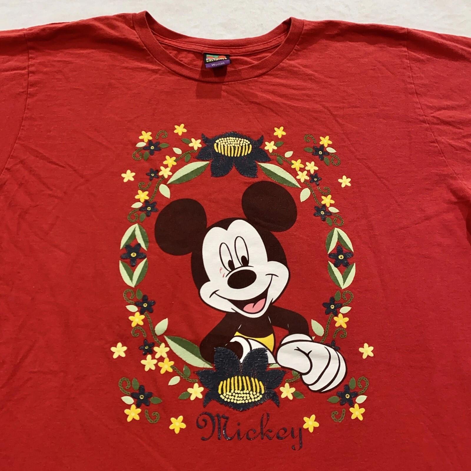 

vtg 90s WALT DISNEY MICKEY & MINNIE MOUSE 2-SIDED T-Shirt XL cartoon world S